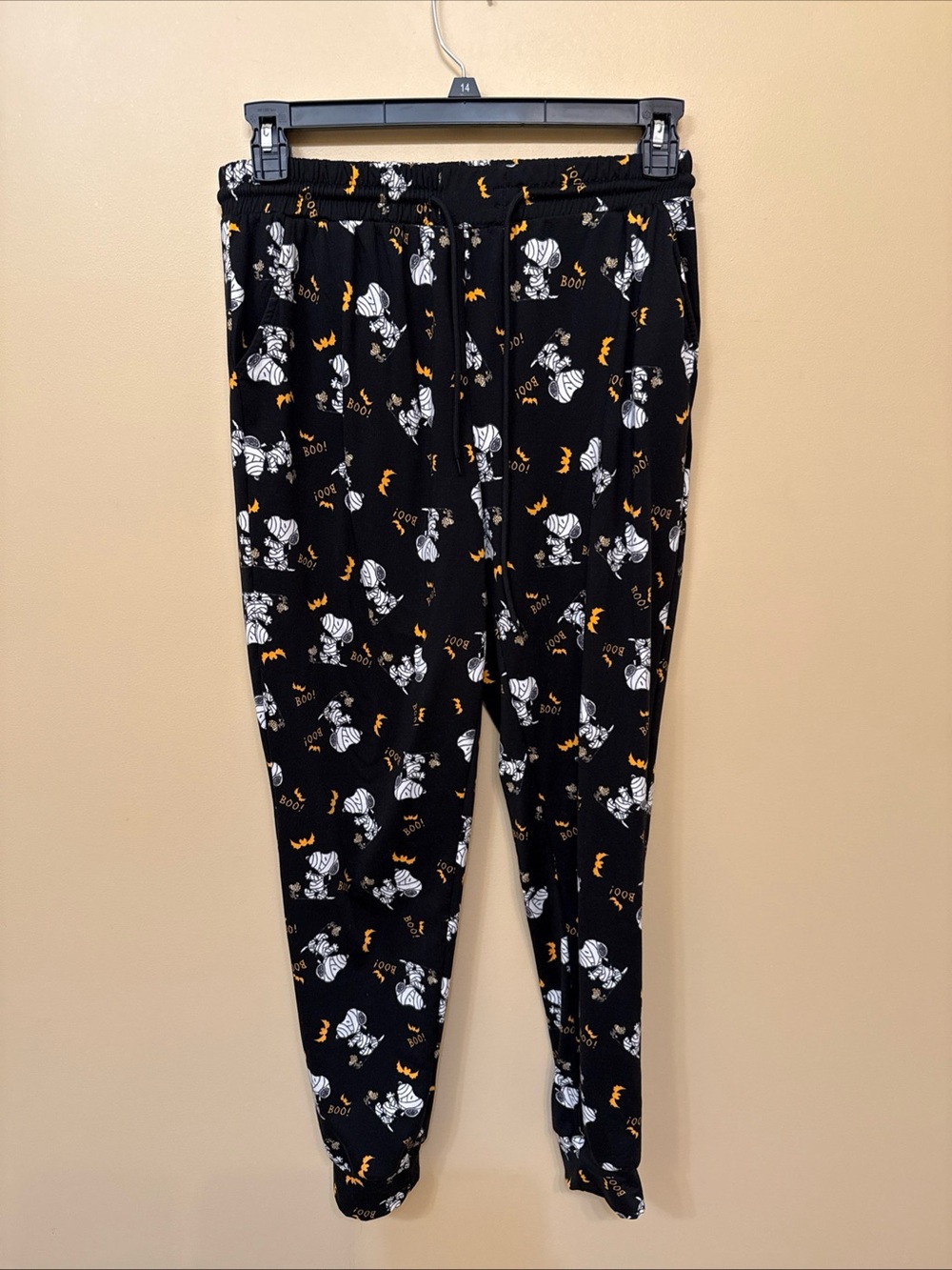 Black Halloween mummy snoopy and woodstock Print Lounge Pants large pjs